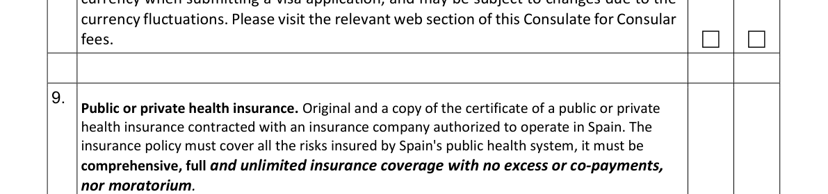 Official BLS Spain DNV checklist item 9 insurance requirement